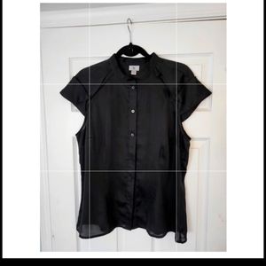 Worthington Black Origami Button Up Blouse-XL